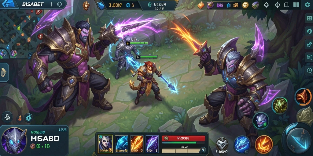 Screenshot gameplay BISABET yang menampilkan aksi seru di arena MOBA.