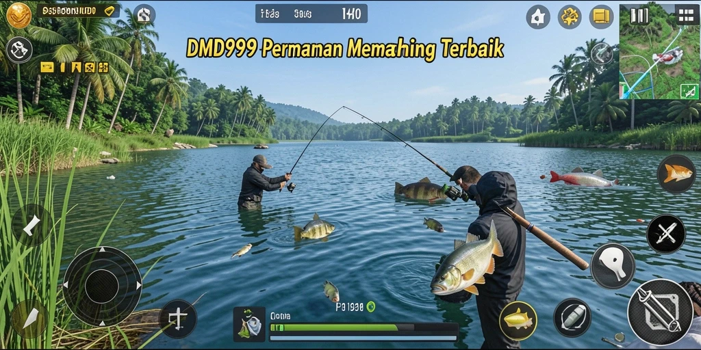 Tampilan gameplay DMD999 dengan suasana memancing yang mendebarkan.