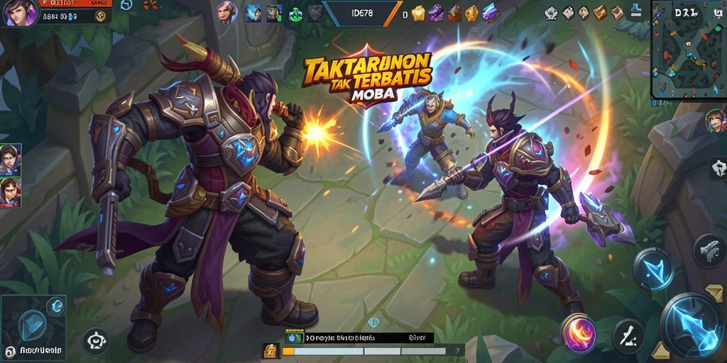 Screenshot ID678 menampilkan aksi intens dalam pertempuran MOBA.