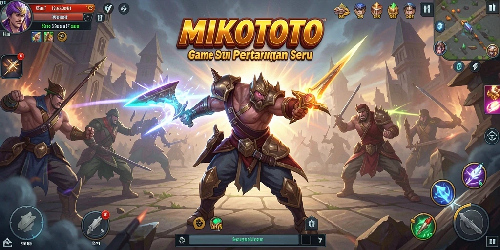 Screenshot menunjukkan pertarungan seru dalam gameplay MIKOTOTO.