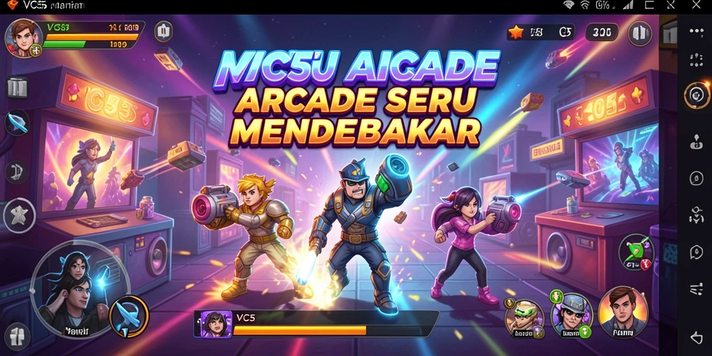 Screenshot gameplay VC55 yang menampilkan aksi seru di dalam level Arcade.